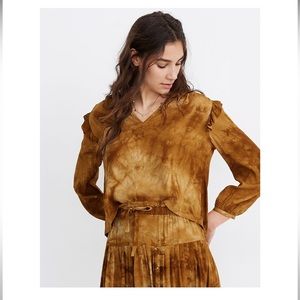 NWT Madewell Tie-Dye Ruffle Shoulder Top
